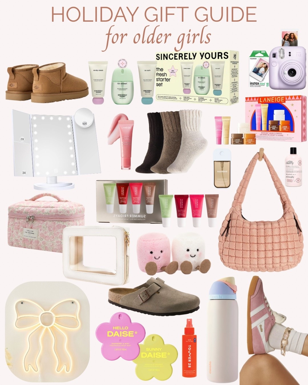 🎁✨ HOLIDAY GIFT GUIDE FOR OLDER GIRLS ✨🎁
This one’s for the teen and tween girls — the ones who love cozy vibes, skincare, and all things cute and trendy 💕

From Laneige lip sets and Summer Fridays skincare to fuzzy socks, cozy slippers, aesthetic bags, and the must-have Stanley cup — these are the gifts they actually want this holiday season!

💡 Perfect for:
🎀 Teen & tween girls
🎀 Stocking stuffers
🎀 Secret Santa gifts
🎀 Cozy self-care lovers

Tap to shop all of these aesthetic holiday finds directly on my LTK and make gifting easy! 🎄

#HolidayGiftGuide #GiftGuideForGirls #GiftGuideForTeens #TeenGiftIdeas #TweenGiftGuide #ChristmasGiftGuide #LTKFinds #AestheticGifts #CozyGifts #GiftsForHer #HolidayGiftIdeas2025

#LTKHoliday #LTKGiftGuide #LTKHoliday #LTKFindsUnder50 #LTKGiftGuide