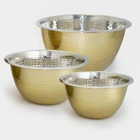 ExcelSteel F71 Professional Gold Toned Hammered Mixing Bowl (3 Piece Set) | Walmart (US)