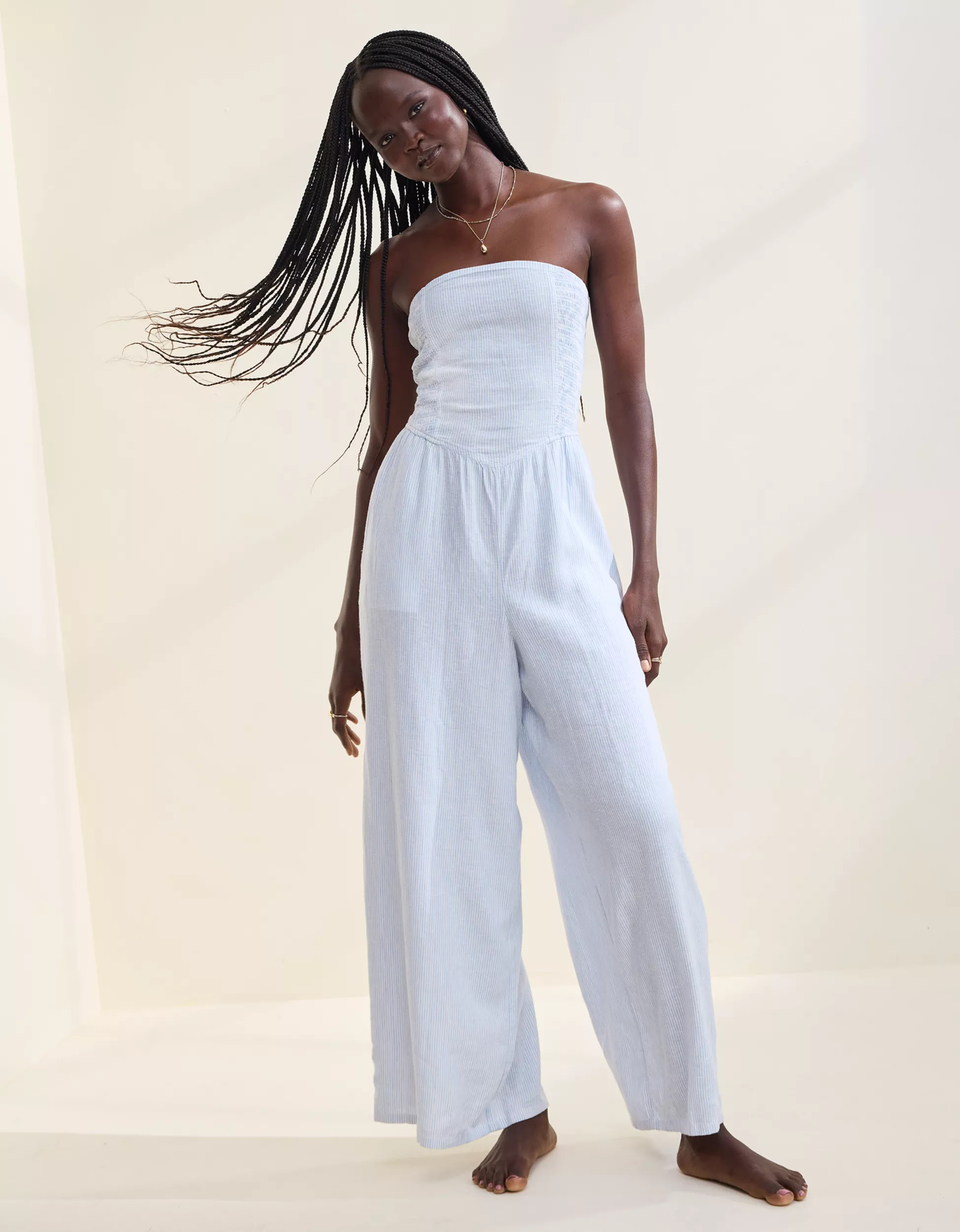 Aerie Strapless Smocked Jumpsuit | American Eagle Outfitters (US & CA)