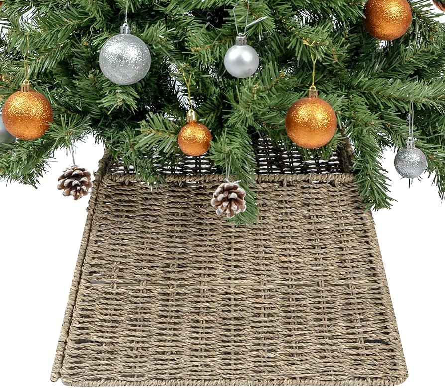 CubesLand Christmas Tree Collar,Christmas Tree Skirt 23.93in Christmas Decoration,4-Piece Handcra... | Amazon (US)