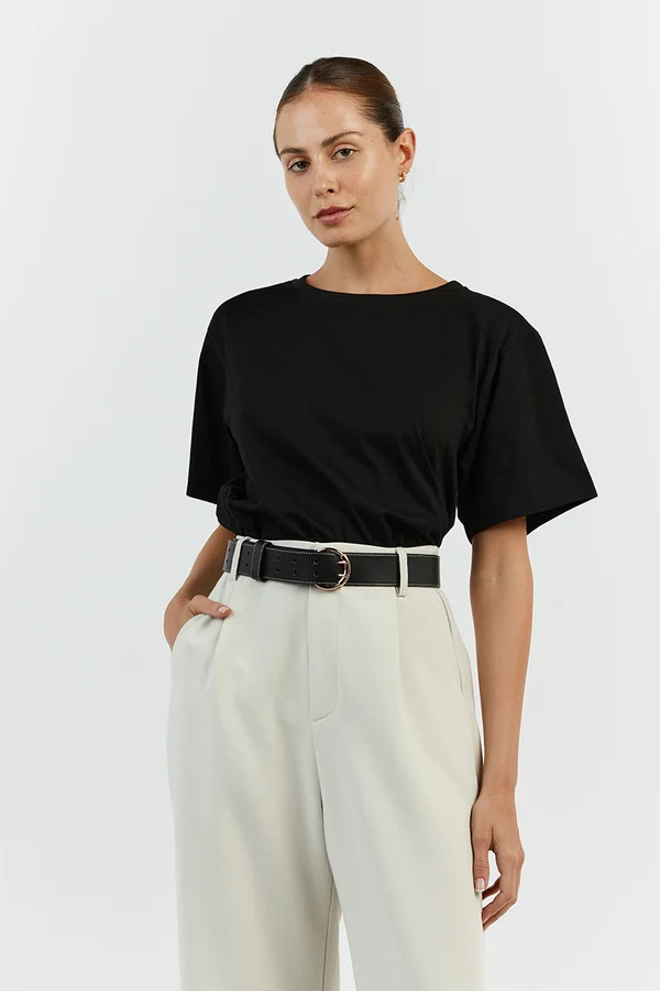 CHARLOTTE BLACK CREW NECK TEE | DISSH