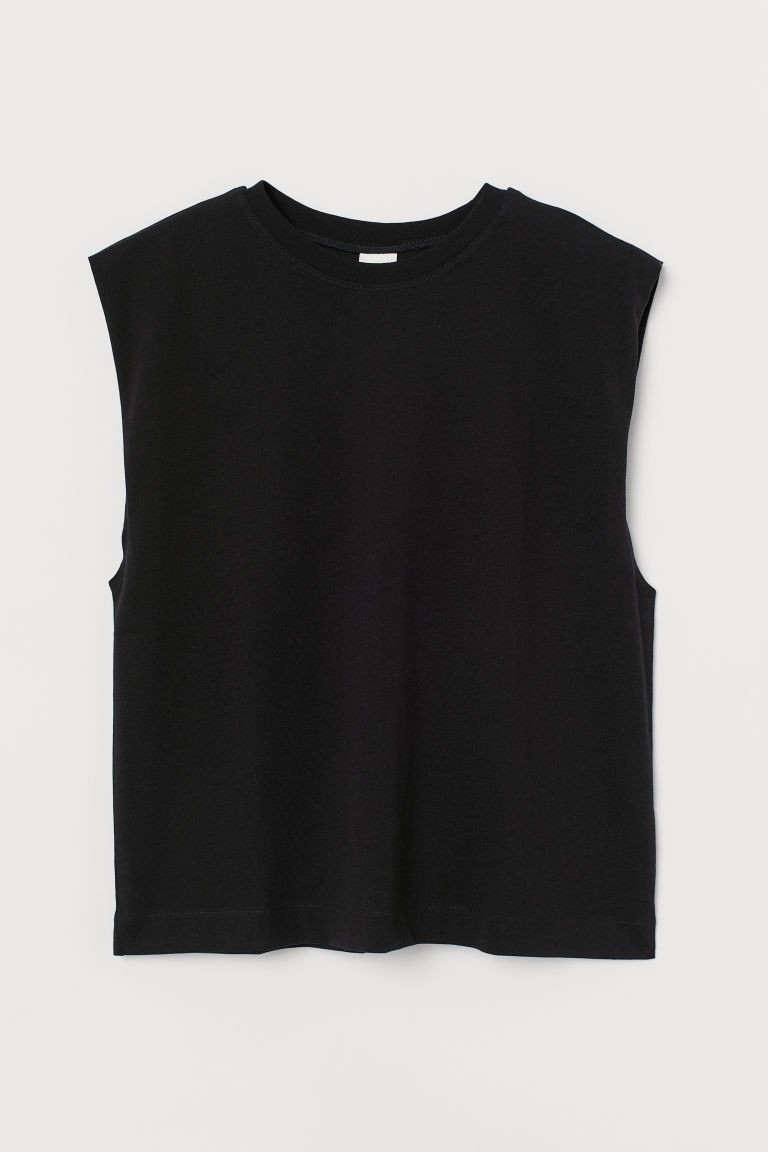 H & M - Sleeveless T-shirt - Black | H&M (US + CA)