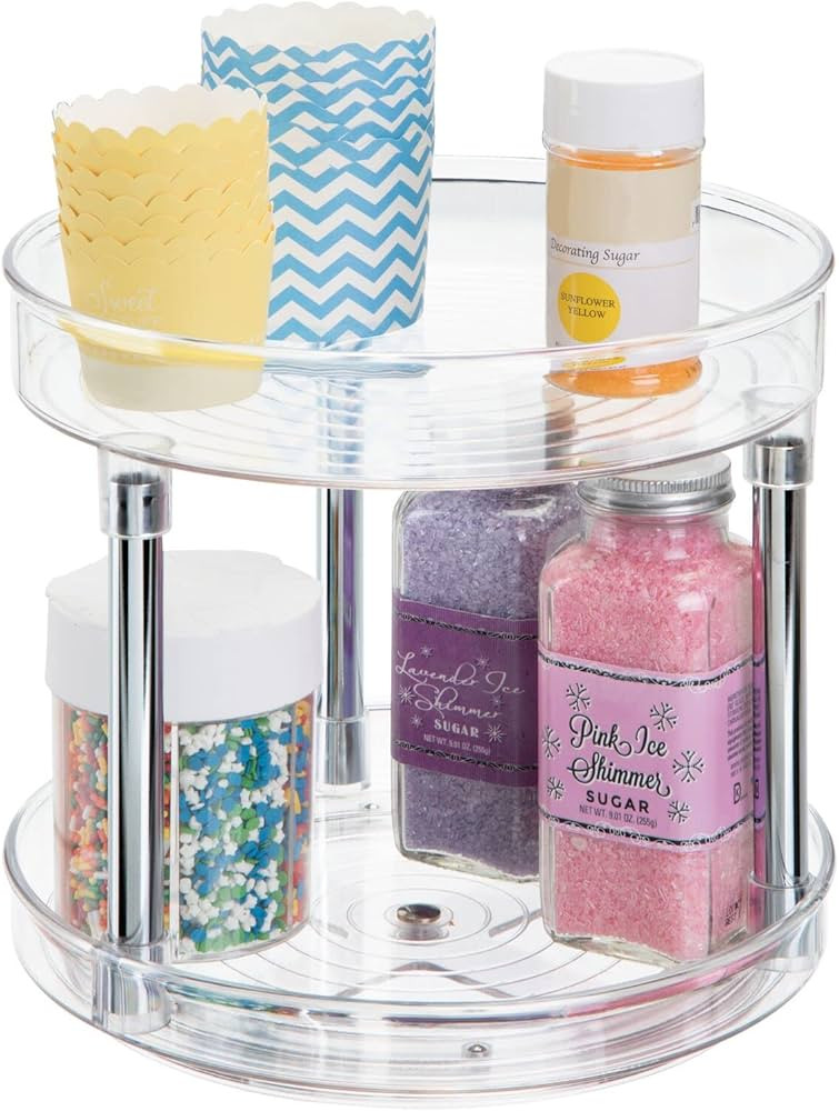 mDesign 2 Tier Lazy Susan Turntable Food Storage Container for Cabinets, Pantry, Fridge, Countert... | Amazon (US)