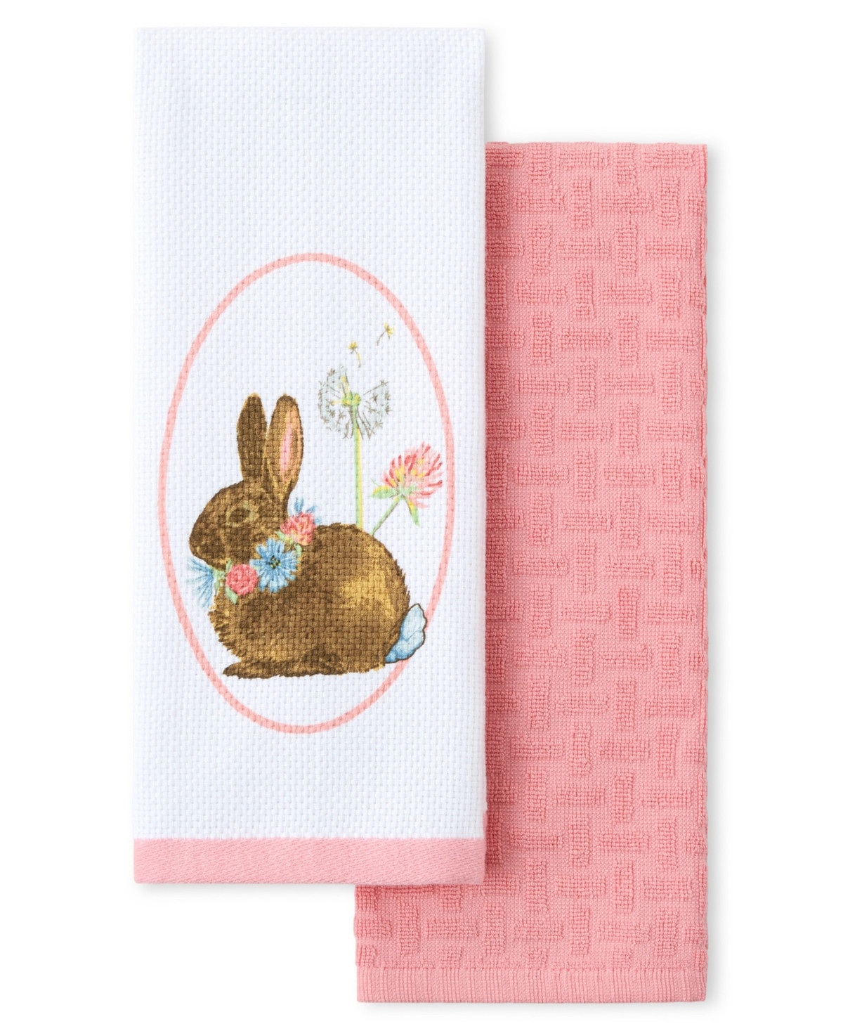 Fiesta Easter Bunny Cotton Kitchen Towel Set, 16" x 28" - Pink-Multi | Macy's