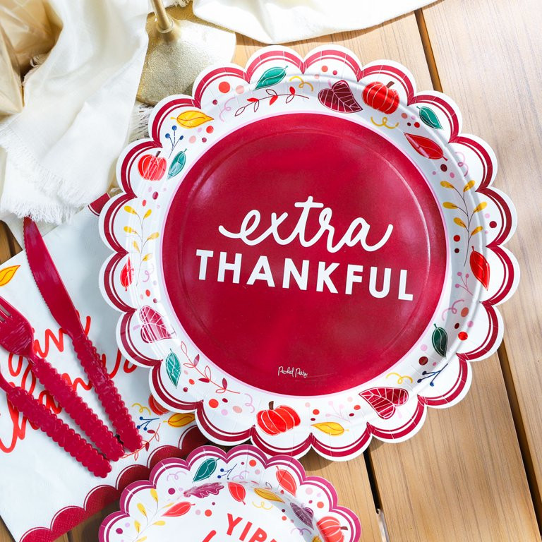Packed Party "Thankful" 12" 8 ct. Disposable Oversized Dinner Plates - Walmart.com | Walmart (US)