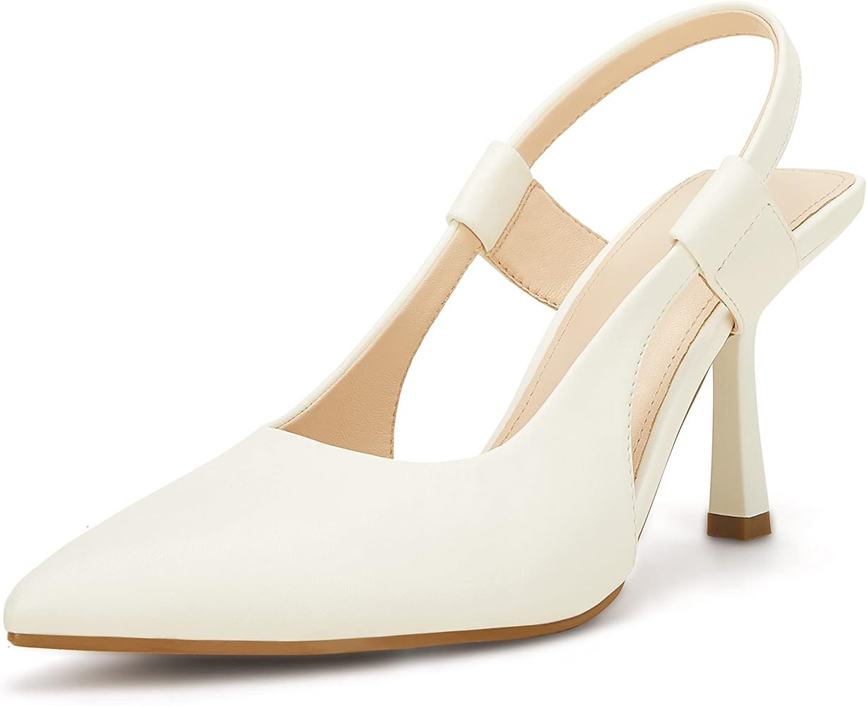 Coutgo Womens Slingback Heels Pumps Closed Pointed Toe Slip-on Kitten Heels Sandals Party Prom Dr... | Amazon (US)