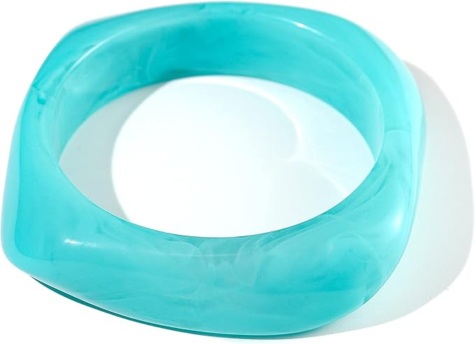 Amazon.com: Multiple Color Square Acrylic Resin Bangle Bracelet Resin Wide Irregular Geometric Pl... | Amazon (US)