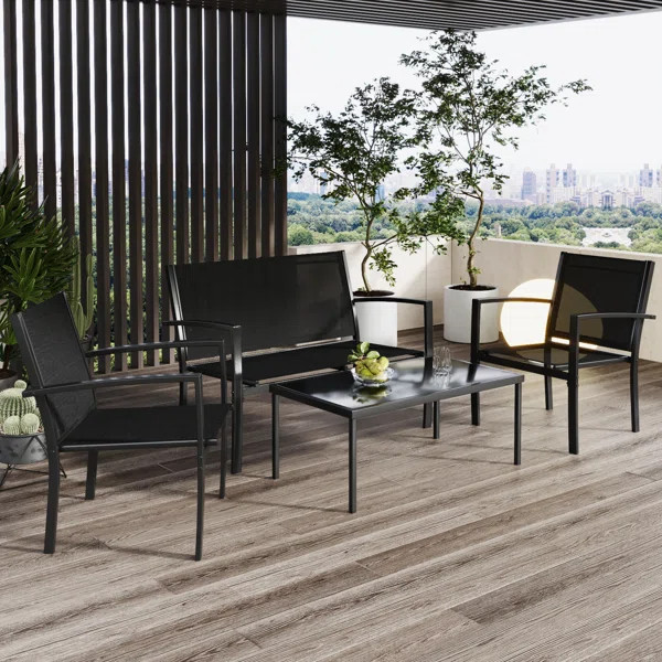 Heneman Metal 4 - Person Seating Group | Wayfair North America
