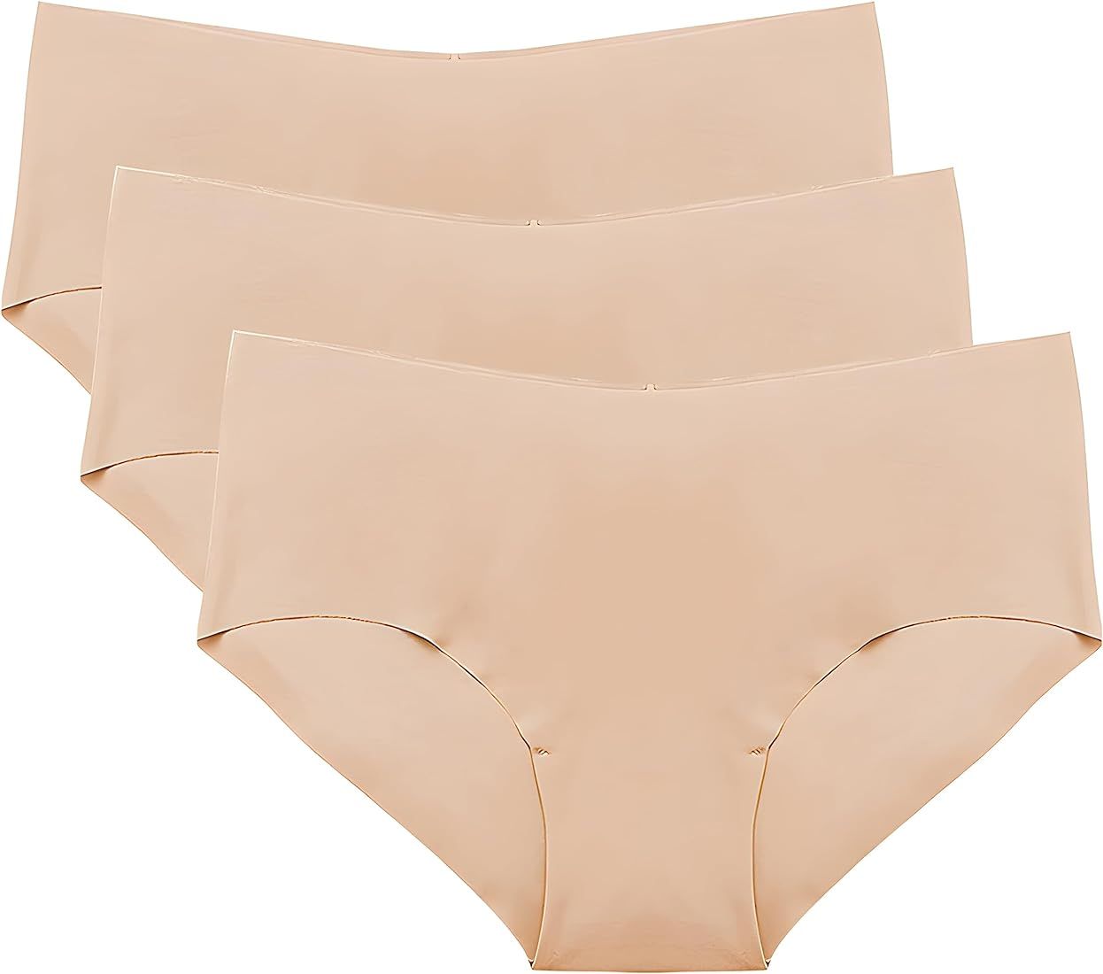 WANDER Womens Seamless Underwear No Show Cool Stretch Hipster Panties Low No Panty Line 3 Pack | Amazon (US)