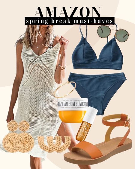 Spring break must haves - amazon bikini, amazon coverup, amazon earrings, amazon sandals, amazon sunglasses 

#LTKFind #LTKtravel #LTKswim
