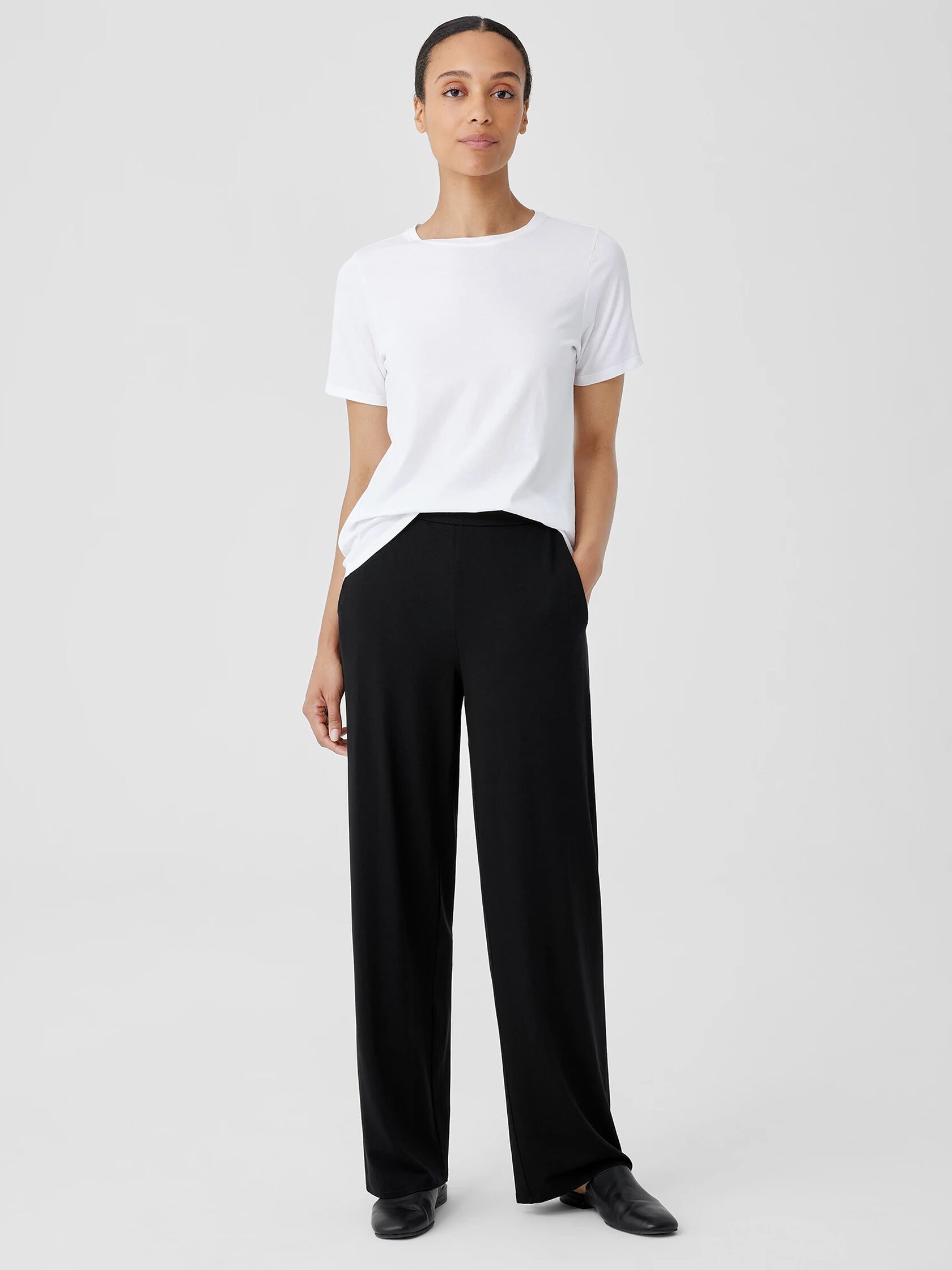 Stretch Jersey Knit Straight Pant | Eileen Fisher
