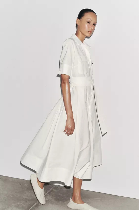 ZW COLLECTION POPLIN MIDI DRESS | Zara US