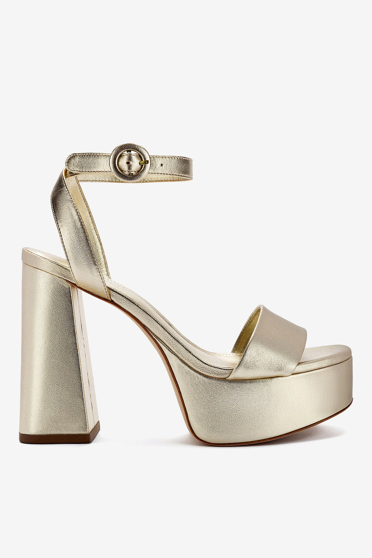 Dolly Sandal In Gold Metallic Leather | Larroude