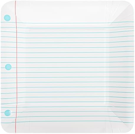 Back to School Paper Party Plates Square Notebook Disposable Dinner Plate | 24 Count, 9Inch, Deco... | Amazon (US)