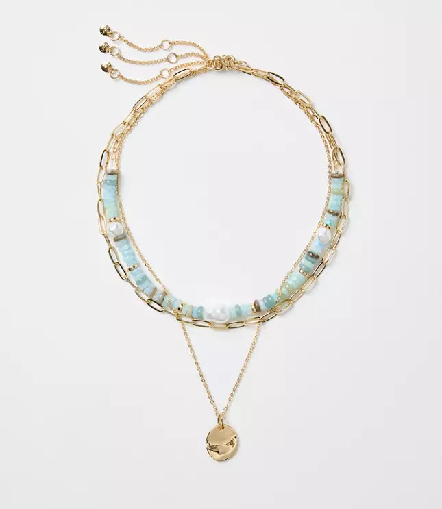 Pearlized Coin Layered Necklace Set | LOFT
