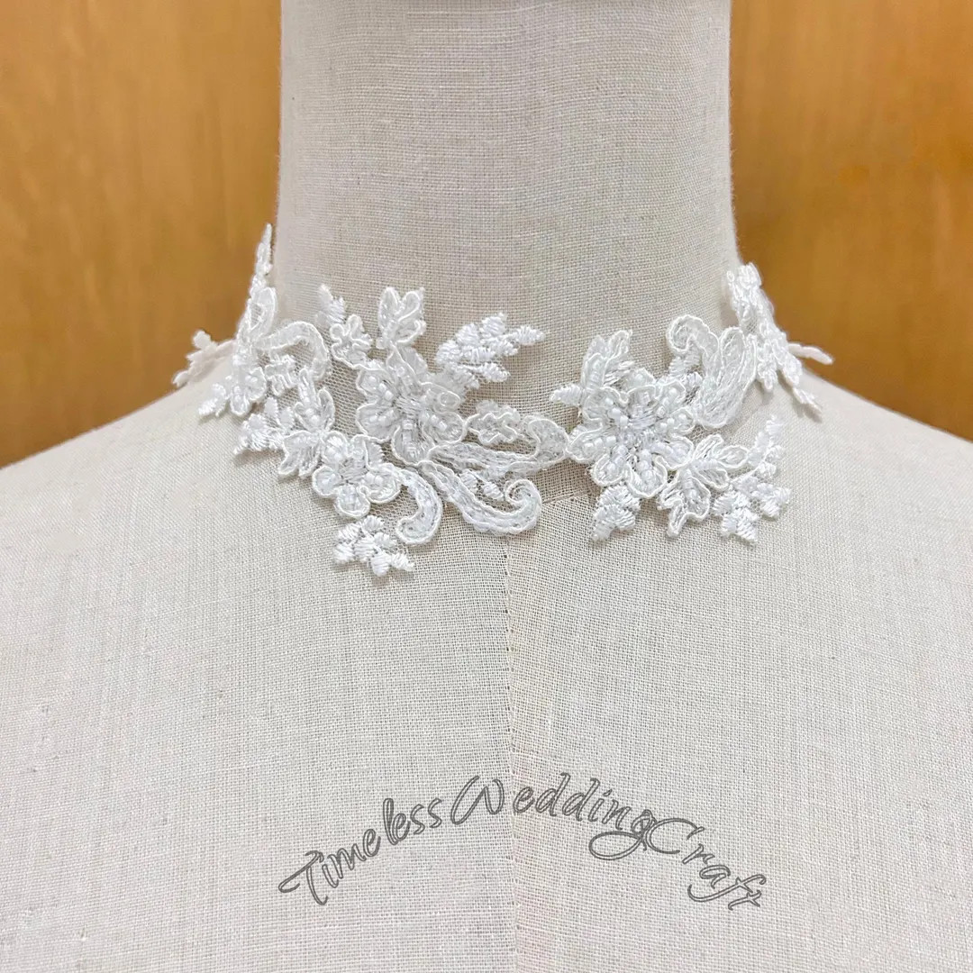 Floral Lace Collar Choker,  Bridal Necklace with Leaf Motifs for Wedding & Special Occasions | Etsy (US)