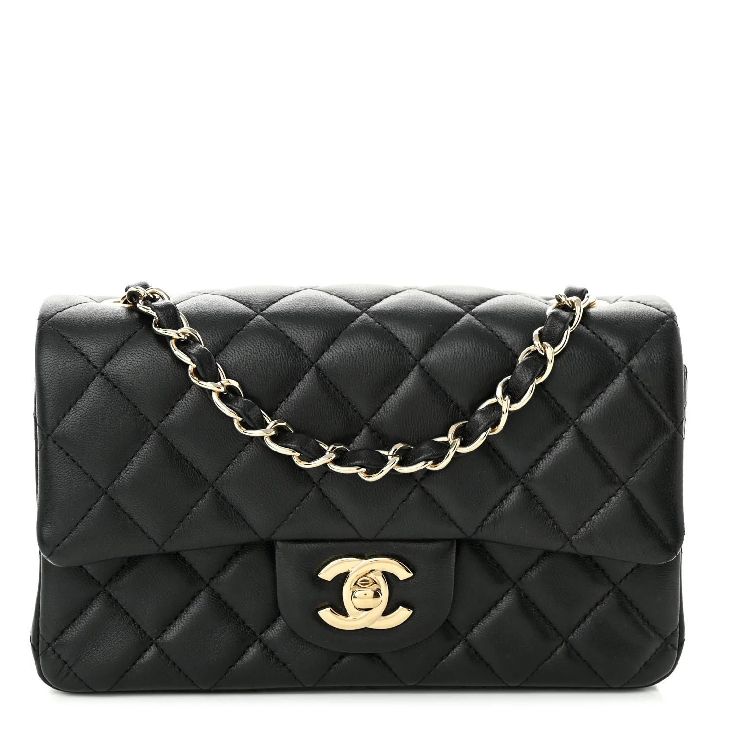 Lambskin Quilted Mini Rectangular Flap Black | FASHIONPHILE (US)