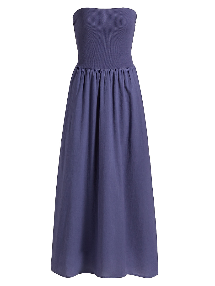 Women's Finnian Strapless Cotton Fit & Flare Midi-Dress - Marlin Blue - Size XL | Saks Fifth Avenue