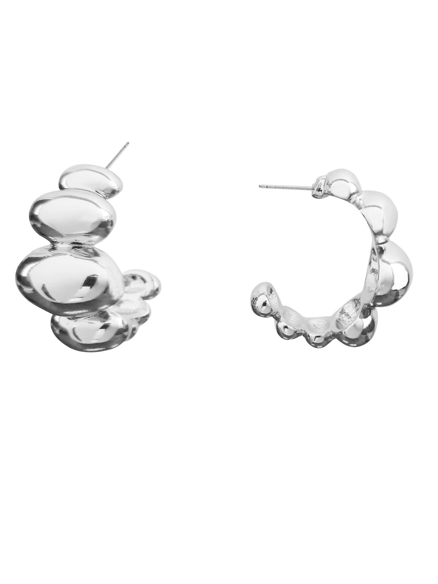 Time and Tru Women's Metal Gold Hoop Earring Zinc Alloy/CZ | Walmart (US)