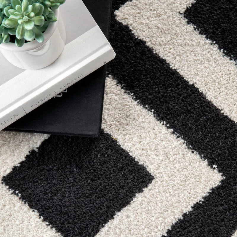 Frances Geometric Black/White Area Rug | Wayfair North America