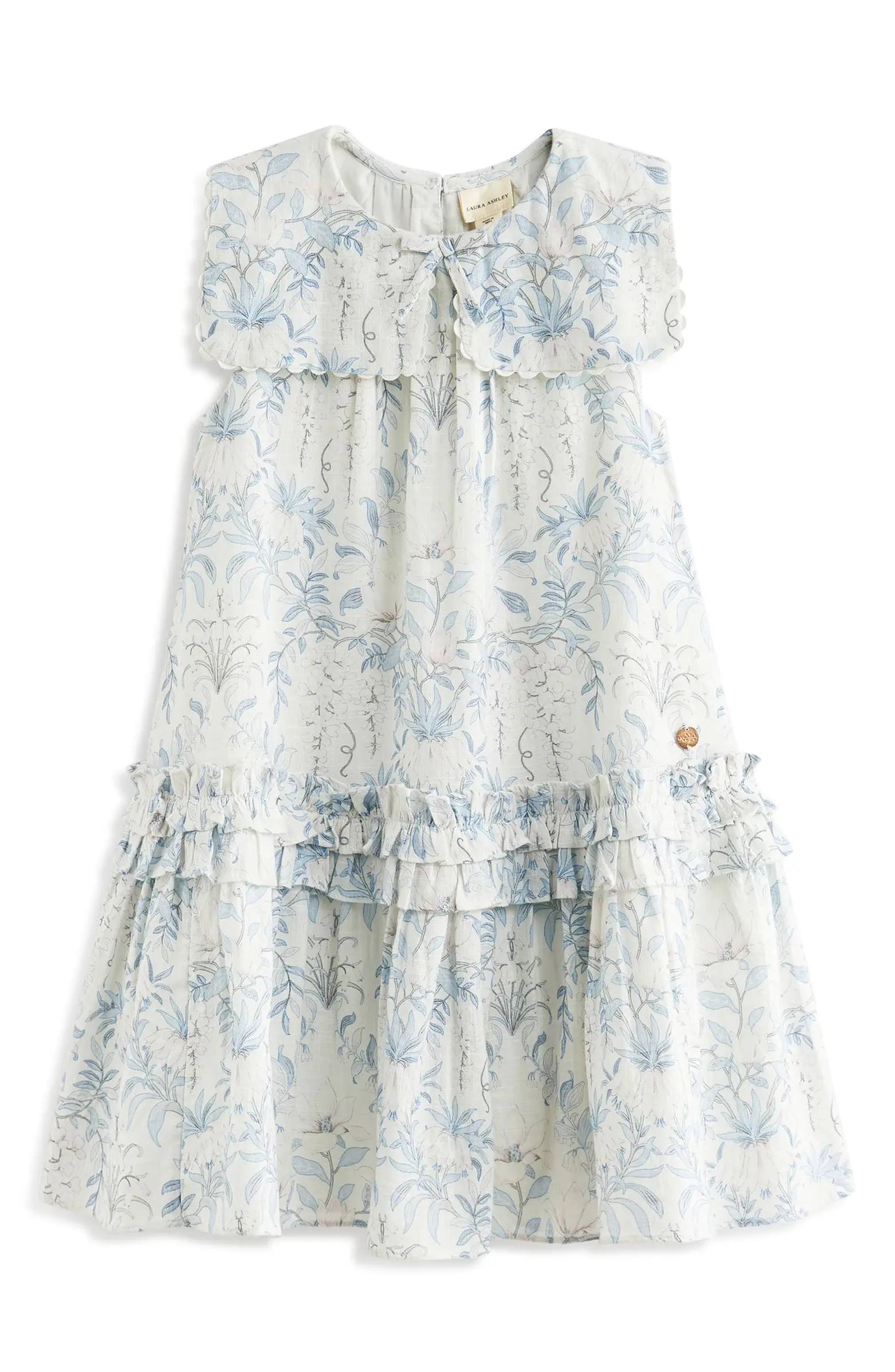 Floral Sleeveless Scallop Collar Cotton Dress | Nordstrom