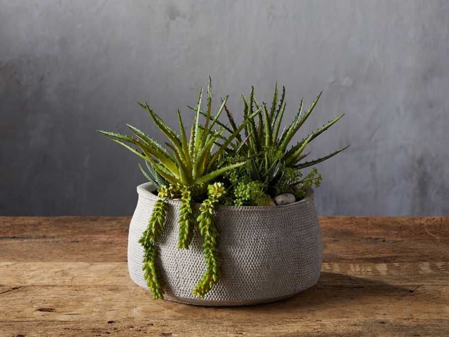 Basket-Texture Bowl with Faux Botanicals | Arhaus | Arhaus