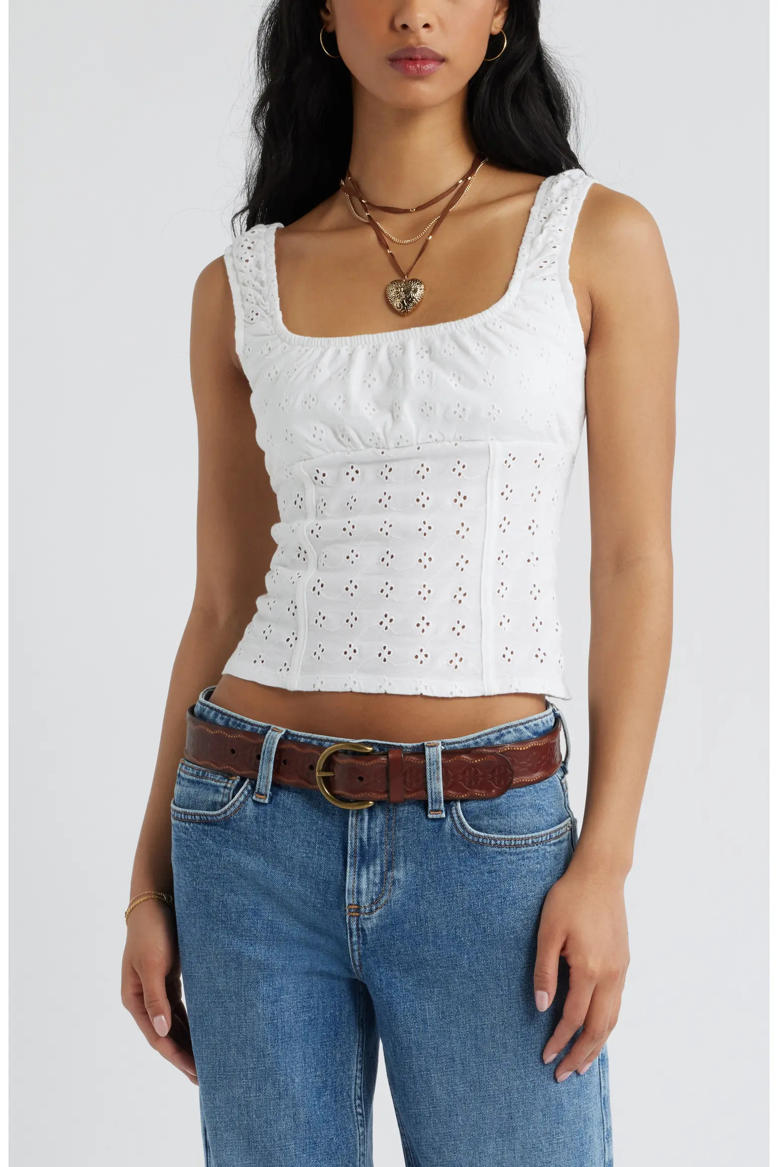 Ruched Cotton Eyelet Tank (Women) | Nordstrom | Nordstrom