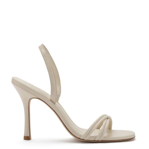 Annie Sandal In Ivory Leather | Larroude