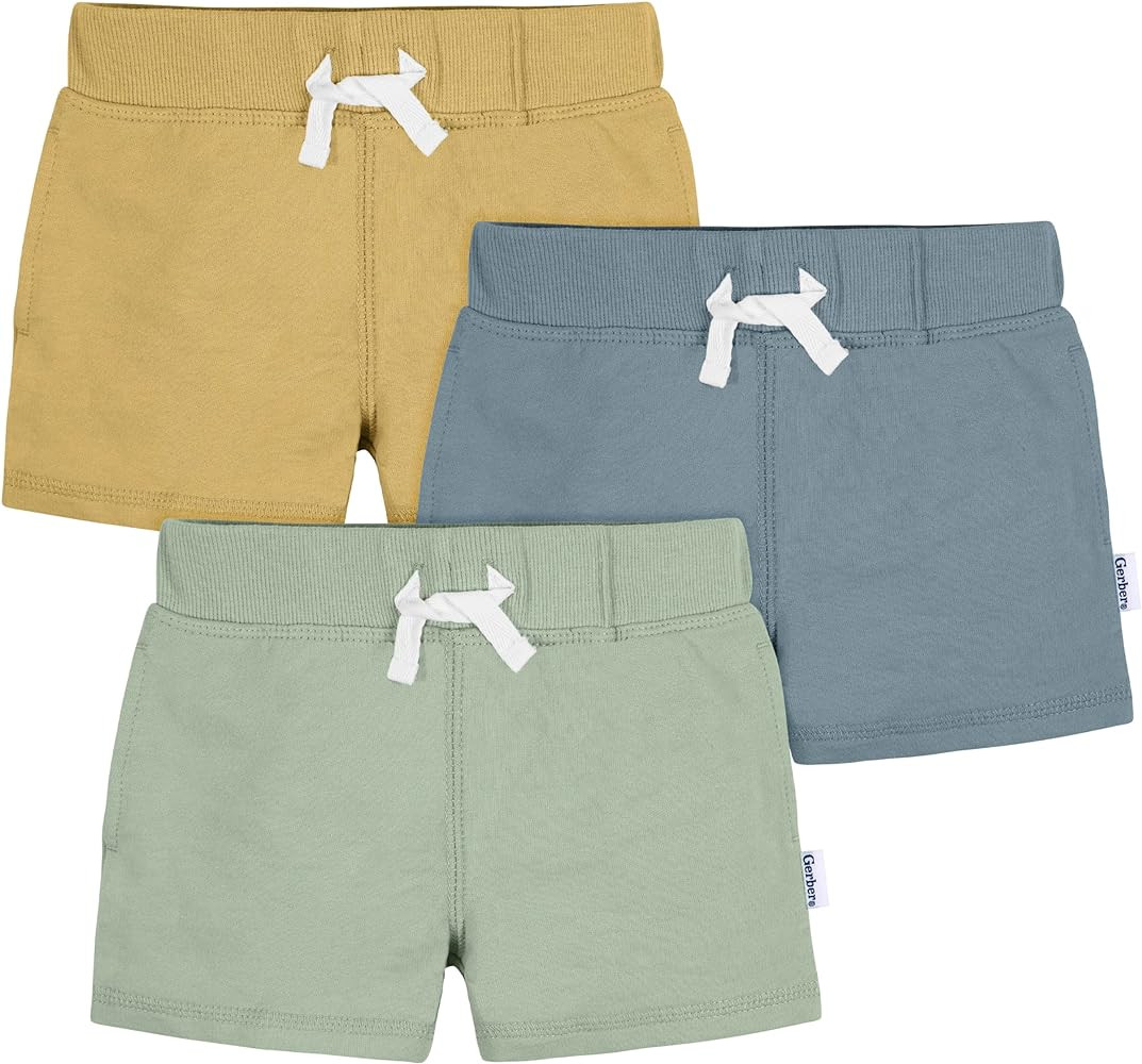 Gerber Baby Boys' Toddler 3-Pack Pull-on Knit Shorts | Amazon (US)