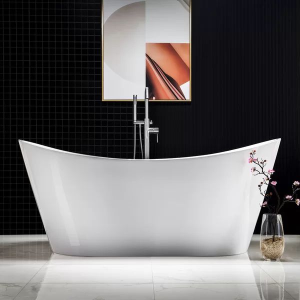 B0010 -C-Drain &O 67" x 32" Freestanding Soaking Acrylic Bathtub | Wayfair North America