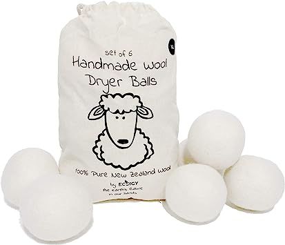 Wool Dryer Balls Organic XL 6-Pack by Ecoigy, Reusable Natural Fabric Softener for Laundry, Dryer... | Amazon (US)