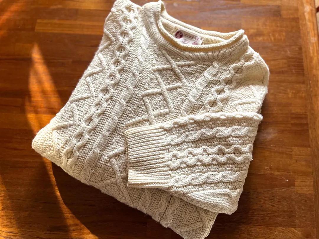 Vintage Standun Merino Wool Aran Knit Sweater Made in Ireland Men's XXL - Etsy | Etsy (US)