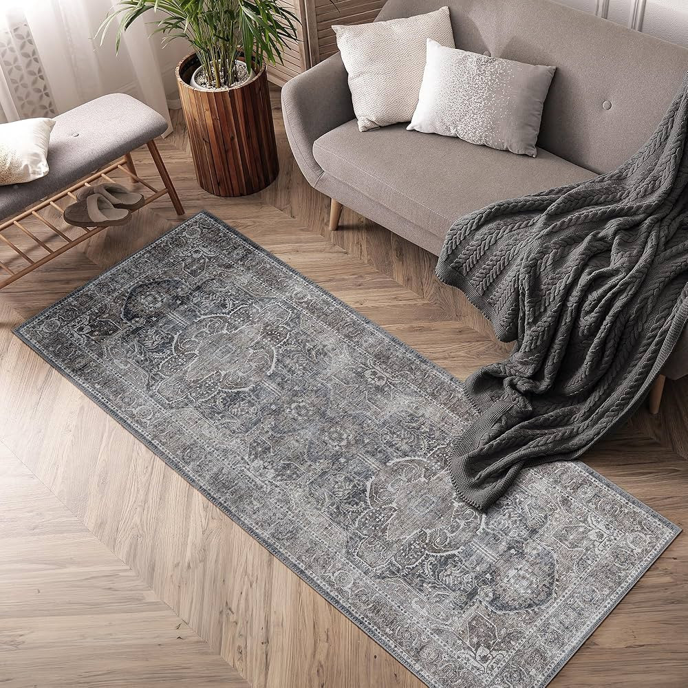 Adiva Rugs Machine Washable 2'6x6'6 Area Rug with Non Slip Backing for Living Room, Bedroom, Bath... | Amazon (US)