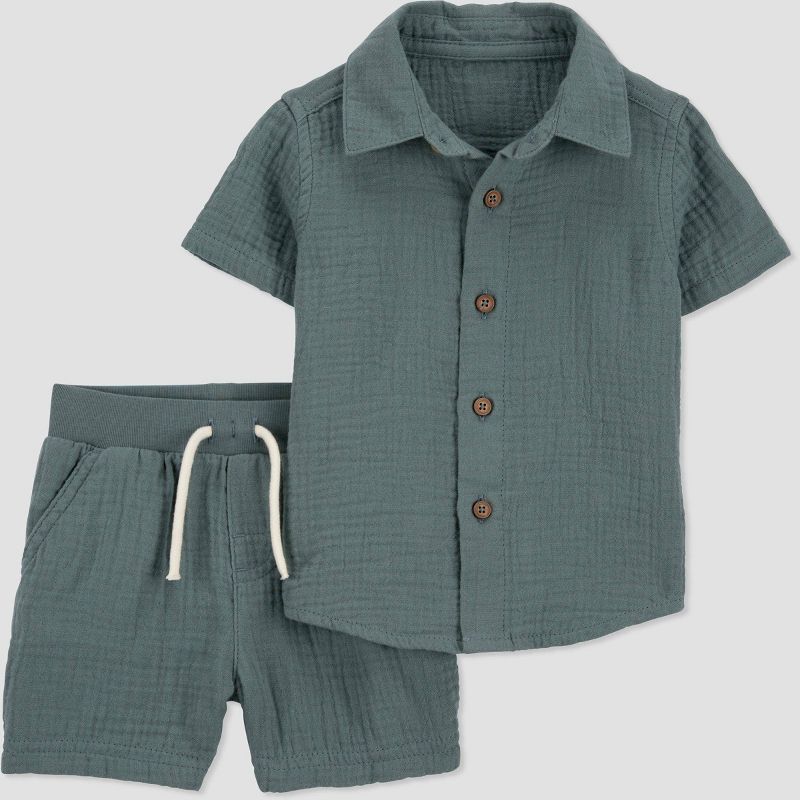 Carter's Just One You® Baby Boys' Striped Top & Bottom Set - Dark Green | Target