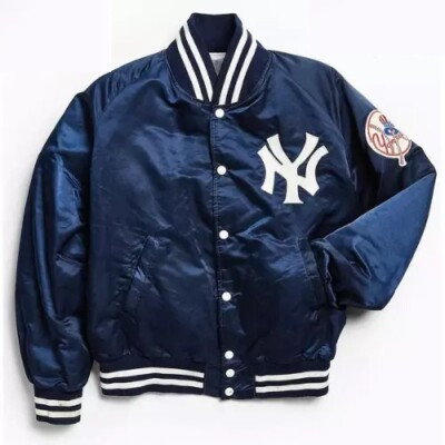 New York Yankees 90s Blue and White Satin Bomber Varsity Jacket For Men  | eBay | eBay US