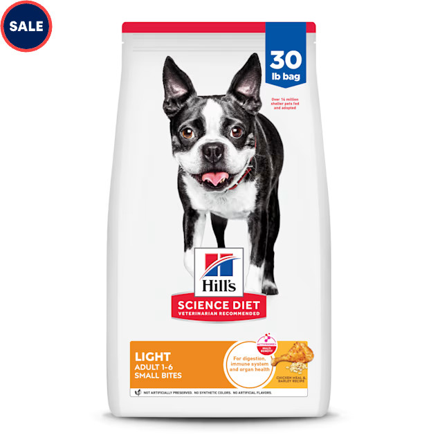 Hill's Science Diet Adult Light Small Bites with Chicken Meal & Barley Dry Dog Food, 30 lbs. | Petco