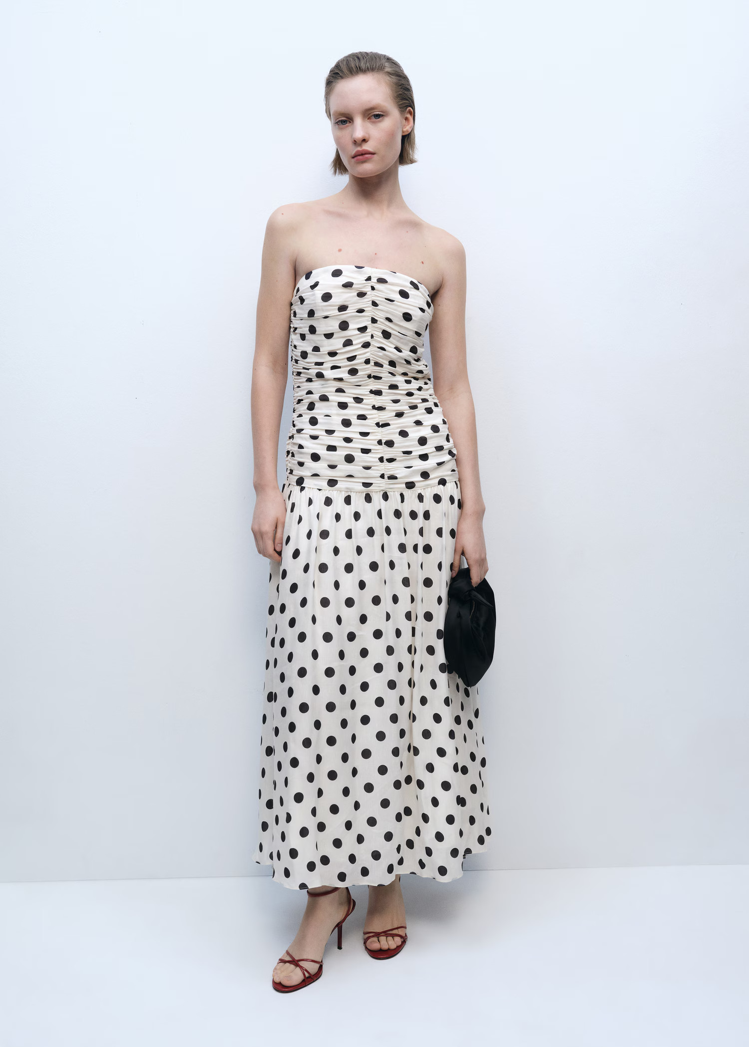 Draped body polka dot dress - Women | MANGO United Kingdom | MANGO (UK)