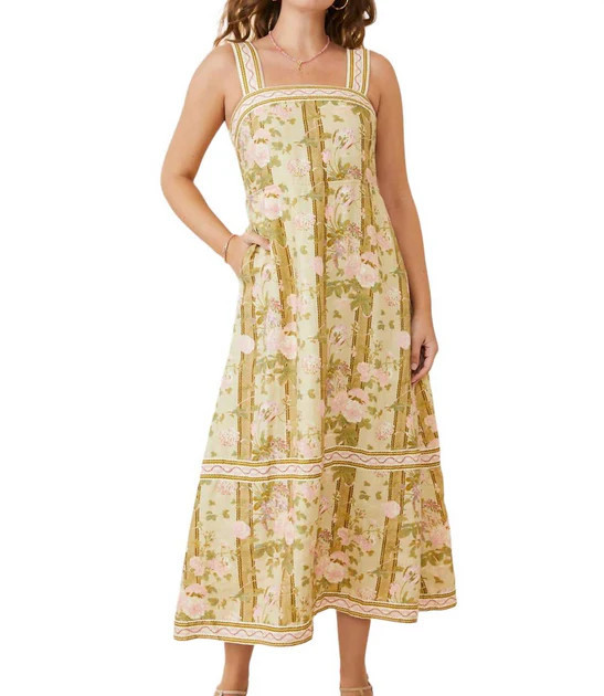 Cleona Midi Dress In Calm Waters Bouquet | Shop Simon