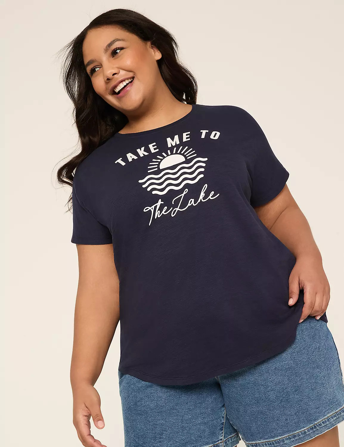Take Me to the Lake Scoop-Neck Graphic Tee | Lane Bryant (US)