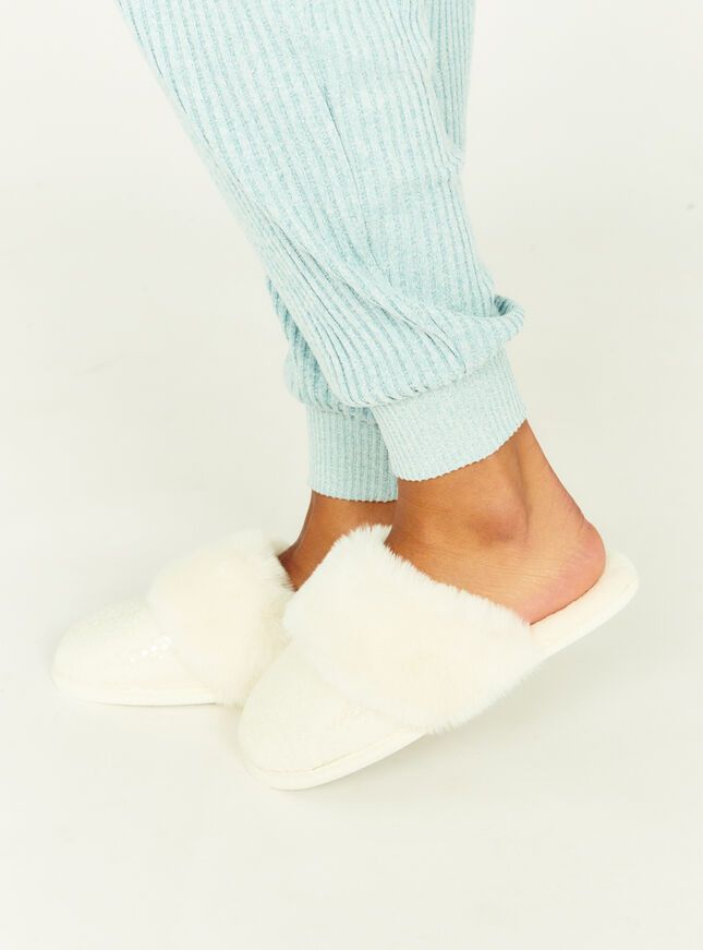Sequin mule slippers - Ivory | Boux Avenue (UK)