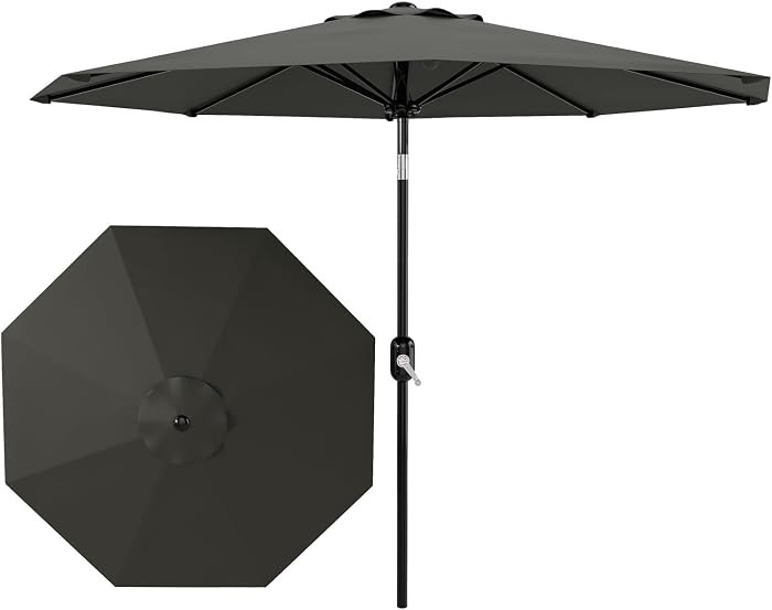 Garvee 9 ft Patio Umbrella - 8 Sturdy Ribs Outdoor Table Umbrella with Crank Lift & Push Button T... | Amazon (US)