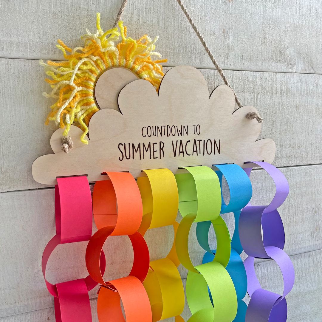 Countdown to Summer - Bright or Pastel Rainbow Paper Chain Yarn Craft for Kids & Adults | Etsy (US)