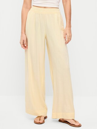 High-Waisted Linen-Blend Super Wide-Leg Pants | Old Navy (CA)
