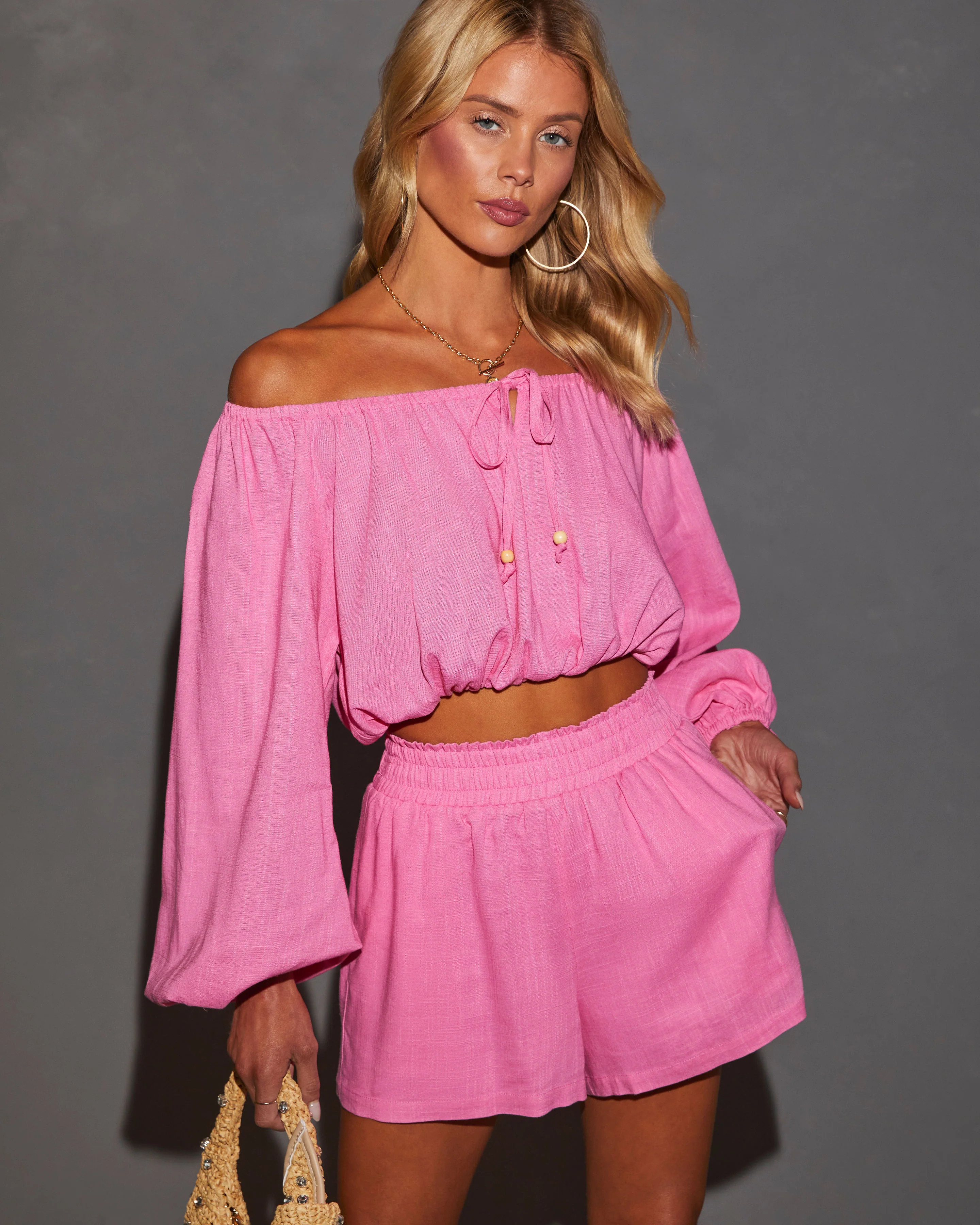 Elysia Off The Shoulder Long Sleeve Crop Top | VICI