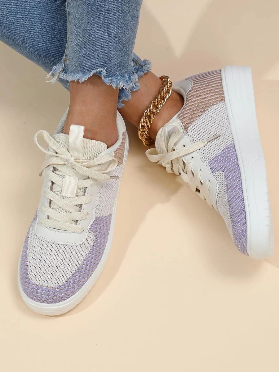 Color Block Lace-up Front Skate Shoes | SHEIN