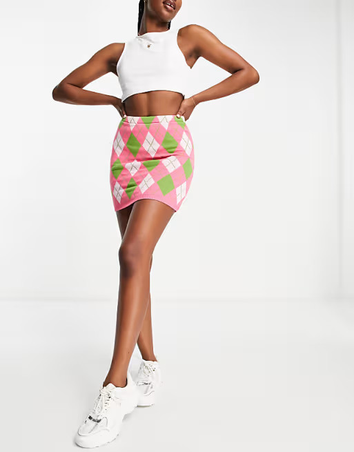 Daisy Street mini skirt in fun argyle knit co-ord | ASOS (Global)