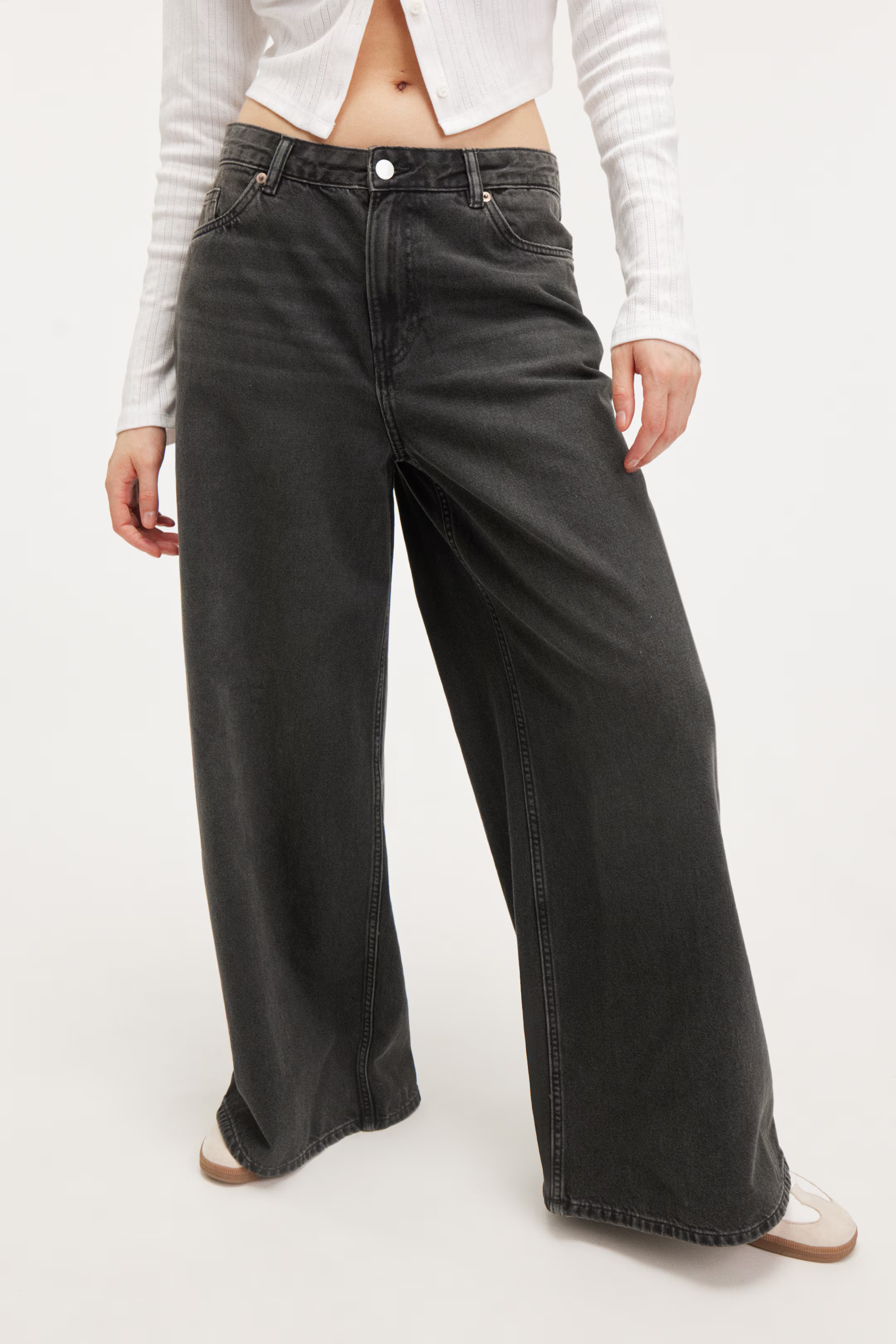 Giga Low Loose Jeans - Washed Black - Ladies | H&M GB | H&M (UK, MY, IN, SG, PH, TW, HK)