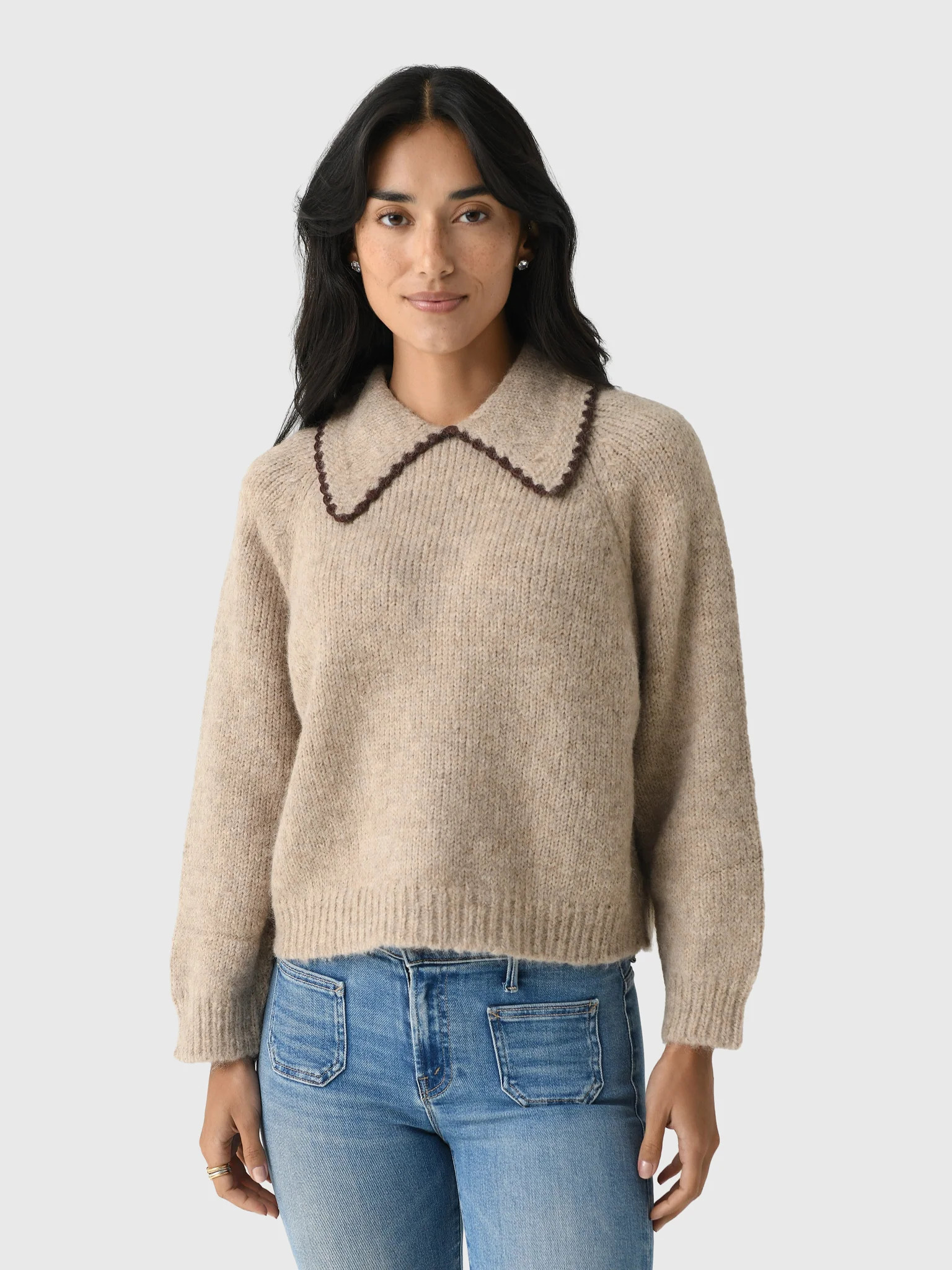THE GREAT
                      
                     Women's The Crochet Collar Pullover | Saint Bernard