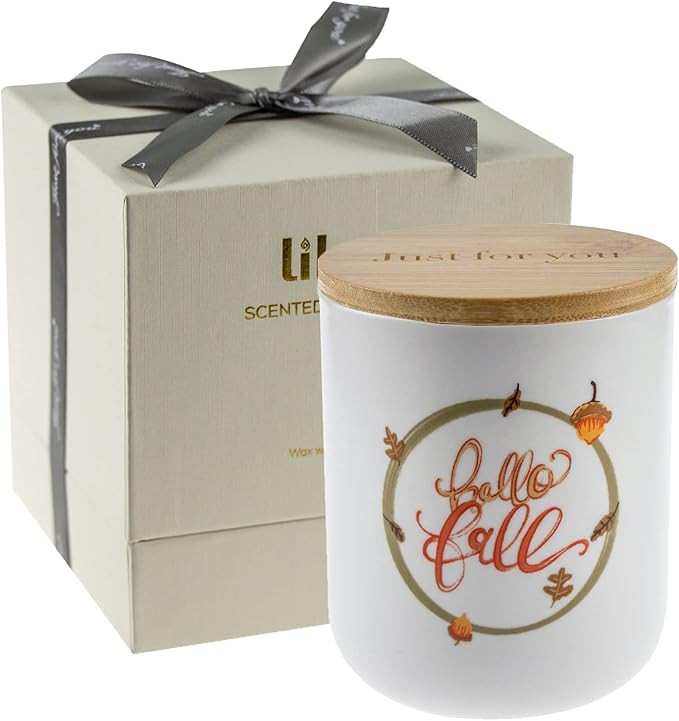 Lihome Hello Fall Candles - Fall Decorations for Home, Fall Gifts Pumpkin, Candles for Home Scent... | Amazon (US)