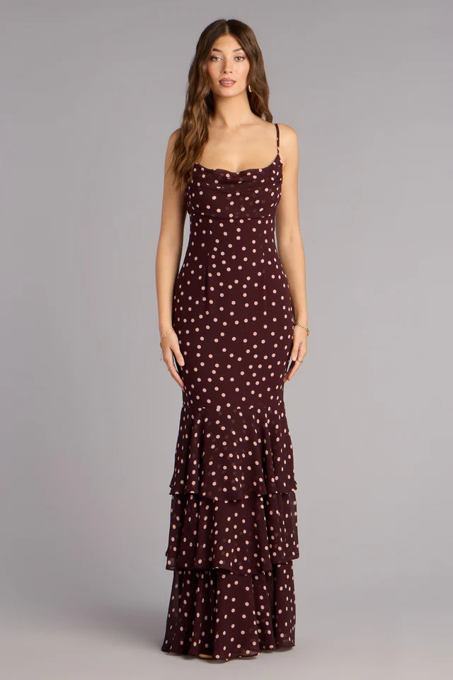 Jodie Polka Dot Chiffon Mermaid Formal Dress | Windsor Stores